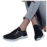 Turnschuhe Damen Laufschuhe Atmungsaktiv Sportschuhe Sneaker Schuhe Straßenlaufschuhe Freizeitschuhe für Outdoor Fitness Sporthalle Atmungsaktiv Running Shoes Walkingschuhe (Schwarz, 39)