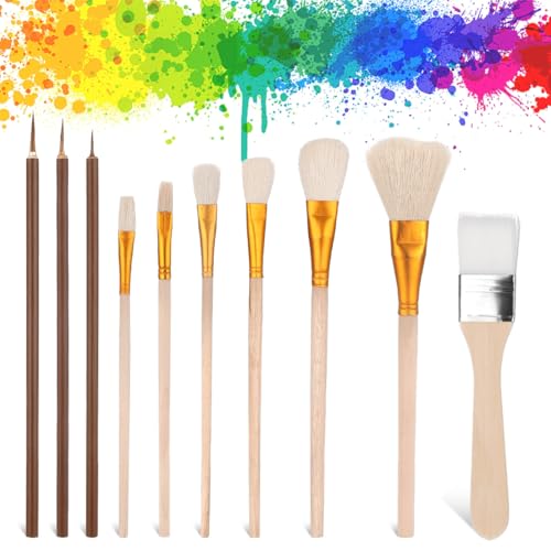 EIH1 10 Stück keramik bemalen set, Teiliges Keramikglasurpinsel, Keramikpinsel Glasur Fächerpinsel für Töpferei Kunstpinsel, Pinsel Acryl Wasserfarben, Kunstmalwerkzeuge für keramik bemalen