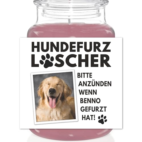 Hundefurz Löscher Etiketten personalisiert für Duftkerzen im Glas z.B. Yankee Candles Geschenk Hundebesitzer Hundegeschenk Hund Hundefurzlöscher Aufkleber 2 Stück | 8x9 cm