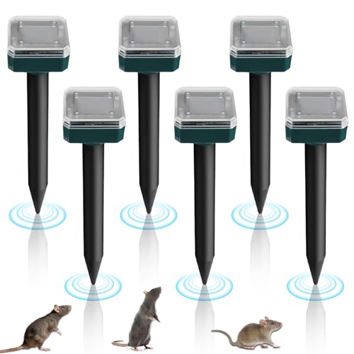 6 Stück Solar Maulwurfschreck: IP65 Wasserdicht Maulwurf Vertreiber, Ultrasonic Maulwurfvertreiber, Maulwurfabwehr zur Vertreibung von Maulwürfen, Erdhörnchen und Wühlmäusen aus Grünanlagen