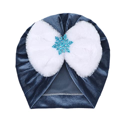 Caps Kinder Baby Big Bow Turban Hüte Bohemia Cap Headwear Bun Knot (Blue, One Size)