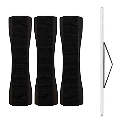 kwmobile 3X Tablet Fingerhalter Griff Halter - Selbstklebende Tablet PC Fingerhalterung kompatibel mit iPad Samsung Sony Tablets - Schwarz