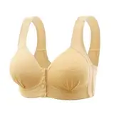 Push-Up-BHs für Damen, bequeme BHs für Damen, Unterwäsche mit Frontknopf, bequeme und atmungsaktive Unterwäsche, Tank-Top, Unterwäsche, dünne Raffung, schöne Sport-BHs, verstellbare BHs, beige, C