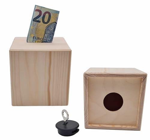 KF-Holz Holzspardose 10x10x10 cm – Bierkasse, Kaffeekasse, DIY Spardose, personalisierte Sternzeichen, Made in Österreich