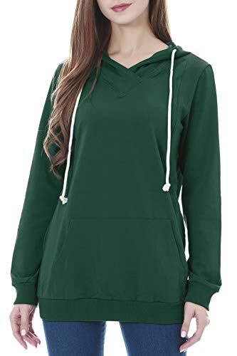 Smallshow Schwangere Pflege Damen Langarm Stillen Shirt Sweatshirt Kapuzenpullover Stillzeit Deep Green L