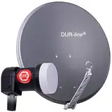 DUR-line 1 Teilnehmer Set - Qualitäts-Alu-Satelliten-Komplettanlage - Select 75cm/80cm Spiegel/Schüssel Anthrazit + Single LNB - für 1 Receiver/TV [Neuste Technik, DVB-S2, 4K, 3D]