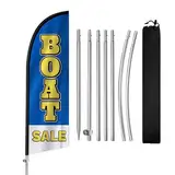 Bootsverkaufs-Federflagge, 2,4 m, Bootsverkaufsflagge mit Edelstahl-Fahnenmast, Erdspieß, Bootsverkaufsschilder für Unternehmen und Schaufenster