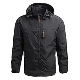 Gsheocm Jacke Herren Übergangsjacke Softshelljacke Herren Warm Langarm Kapuzenjacke Casual Outdoor Steppjacke Baggy Männer Outdoorjacke Winter Vintage Fahrradjacke Sports Soft Bomberjacke