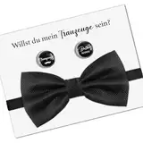 Trauzeuge Fragen Geschenk Fliege Manschettenknöpfe Willst du mein Trauzeuge sein Karte Ideen Geschenke Trauzeugen Bester Mann Schwarz Fliegen mit Hakenverschluss für Anzug Smoking Hemd JGA Hochzeit