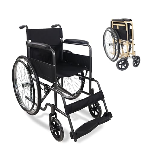 Mobiclinic®, Faltrollstuhl, Denver, Europäische marke, Sitzhöhe 46 cm, Handbremse, Abnehmbare rückenlehne, Einklappbare fußstütze, Stabil, Rollstuhl faltbar leicht, Graue farbe