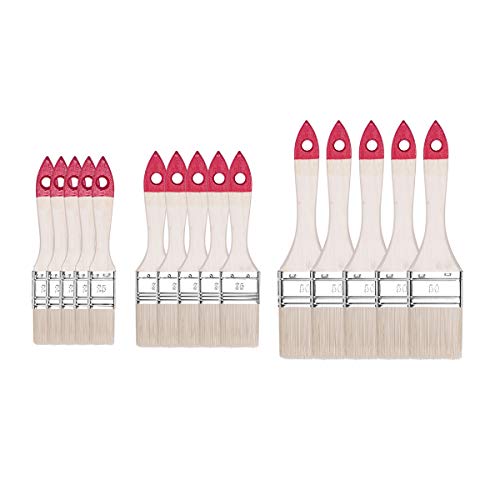 M7 Flachpinsel-Set 15-teilig, Breite 1 Zoll-5 Stück, Breite 1,5 Zoll-5 Stück, Breite 2 Zoll-5 Stück, Malerpinsel Set mit Holzgriff, Lackierpinsel 15PCS, Serie *30*, A0280-030500