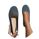 meine bestellungen anzeigen, Damen Ballerinas Bequem Slip On Ballerina Schuhe Rutschfest Flache Stricken Sommerschuhe Trachtenschuhe Sommer Elegant Dirndl Schuhe Weiche Sportlich Tanzschuhe, Grau, 39
