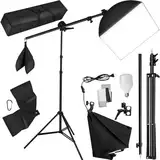 tectake® Profi Fotostudio Set 1x Studioleuchte Kamera Stativ inkl. LED Beleuchtung, Softbox, Tasche, für natürliches Licht, Zubehör für Streaming, Foto, Selfie, Video, Webcam, Indoor und Outdoor