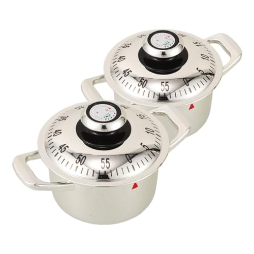 ULTECHNOVO 2 Stück Küchenuhr Kochtimer Countdown-Timer Alarm-Timer Kochzeitmesser küchenutensilien süßer Küchentimer manueller Küchentimer mechanische Zeitschaltuhr inneres Metall Silver