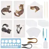 WEBEEDY 20 Set Papier Quilling Kit Für Erwachsene Anfänger DIY Katzen Themen Grußkarten Set Mit Anleitung Tier Haustier Katzenkarte Für alle Anlässe Zum Geburtstag Muttertag Das Erntedankfest