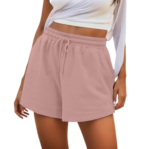 Cargo Shorts Damen Sommer Sommer-Shorts mit hoher Taille Taschen Find Herren(Rot,S)