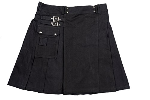 Canvas Schottenrock Kilt Tartan Rock Mittelalter Schottenrock SCHWARZ von H15 Merch ! (XXL)