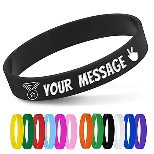 Personalisierte Silikon-Armbänder mit Textnachricht, benutzerdefinierte Gummi-Armbänder für Veranstaltungen, Motivation, Spendenaktionen, Bewusstsein, schwarze