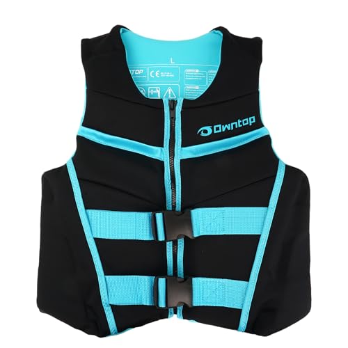 Owntop Schwimmhilfe für Jugend Kinder, verstellbare Auftriebsweste Unisex, Schwimmweste mit Sicherheitsverschlüsse zum SUP Kajakfahren Angeln Segeln (Schwarz, L)