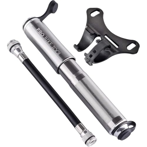 Pro-Bike Tool Mini Fahrradpumpe mit Manometer Presta & Schrader Ventile Manometer Rennrad MTB Fahrrad Reifenpumpe - 6,9 Bar