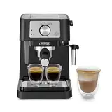 De'Longhi Stilosa EC 260.BK – traditionelle Siebträgermaschine inkl. Tamper, Espressomaschine mit professionellem Milchaufschäumer, für Espressopulver oder ESE Pads, 1 l Wassertank, schwarz