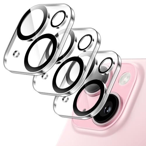 JETech Kameraschutz für iPhone 15 6,1 Zoll und iPhone 15 Plus 6,7 Zoll, 9H Panzer Schutz Glas, Kamera Schutzfolie, Anti-Kratzer, Ultra HD Klar, 3 Stück