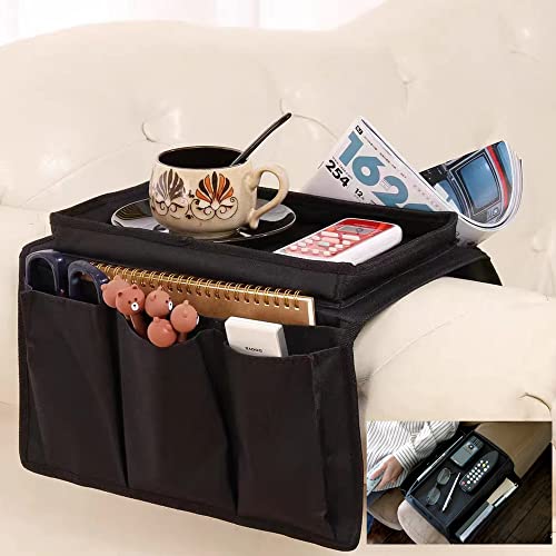 Benemall Sofa Armrest Organiser Sofa Bag mit Cup Holder No-Slip Sofa Armlehne Veranstalter Couch Fernbedienung Caddy mit 1 Große Taschen und 3 Kleine Taschen für Smart Phone Zeitschriften Ipad Drinks