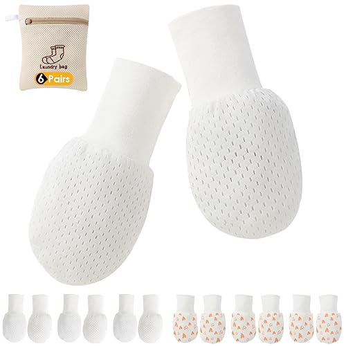 6 Paare Fäustlinge Baby No Scratch Fäustlinge Handschuhe Babyhandschuhe Keine Kratzhandschuhe für 6-12 Monate