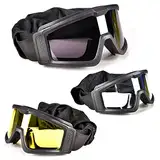 EMSECKO Airsoft-Brille mit 3 Anti-Beschlag-Gläsern, militärische taktische Schießbrille für Motorrad, Radfahren, Paintball, Jagd