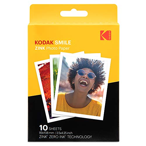 Kodak 3,5 x 4,25 Zoll Premium-Zink-Fotodruckpapier (10 Blatt) kompatibel mit der Kodak Smile Classic-Sofortbildkamera