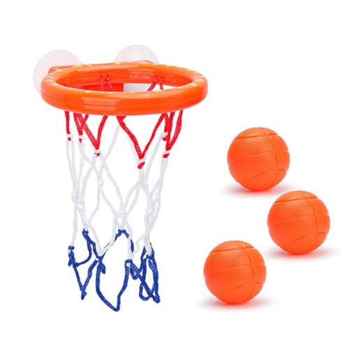 LYEAA Saugnapf-Basketballkorb, 3 Bälle-Set, frei, Cartoon-Badewannenspielzeug, verbessert die sportlichen Fähigkeiten, Basketballkorb-Spielzeug, Kleinkinder und Babys