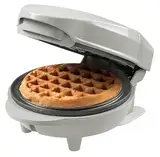 Bestron Mini-Waffeleisen für klassische Waffeln, kleiner Waffelmaker mit Antihaftbeschichtung, für Kindergeburtstage, Familienfeiern, Ostern oder Weihnachten, Backfläche Ø 10cm, Farbe: Grau