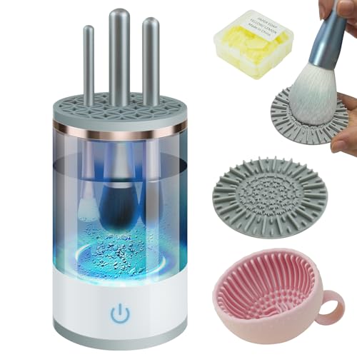 IUHFSIFS Pinselreiniger Make Up 【Revolutionäres Motor-Upgrade】Pinselreiniger Make Up Elektrisch 【Passend Für Alle Make-Up-Pinsel】Leicht Zu Edienen Make Up Brush Cleaner Gray für USB Betriebenea