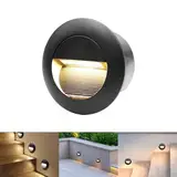 FWoche 3W Wandeinbauleuchte treppe rund Treppenbeleuchtung 3000K Wandleuchte aussen 65mm Treppenlicht mit Unterputzdose Aluminium wasserdicht Wandbeleuchtung Treppe Stufenlicht, 230V, schwarz