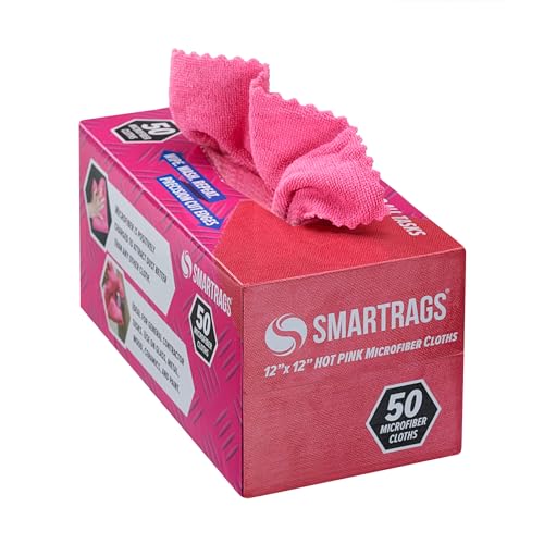 Arkwright Smart Rags in Box – fusselfreies Mikrofaser-Reinigungstuch, kratz- und streifenfrei, spenderbare Waschtücher für Autos, Fensterglas und Autogeschäft, 30,5 x 30,5 cm, Rosa, 50 Stück