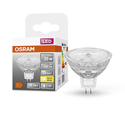 OSRAM Star Reflektor LED-Lampe für GU5.3-Sockel, klares Glas ,Warmweiß (2700K), 345 Lumen, Ersatz für herkömmliche 35W-Leuchtmittel, nicht dimmbar, Single-Pack, Warmweiß