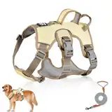 Mehrzweck-Hundegeschirr mit Leine Set, Ausbruchsicheres anti Zug Hundegeschirr, Anti Zug Geschirr Hund Sicherheitsgeschirr, Hundegeschirr Kleine Hunde für Kleine Mittelgroße Hunde(Beige, M)