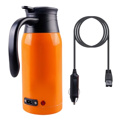 Sporgo 1000ml Auto Wasserkocher Edelstahl: 12V Auto Wasserkocher Temperature Digital Display, Reisewasserkocher Zigarettenanzünder Wasserkocher, Schnelles Aufheizen Auto Kettle, für Lkw Auto