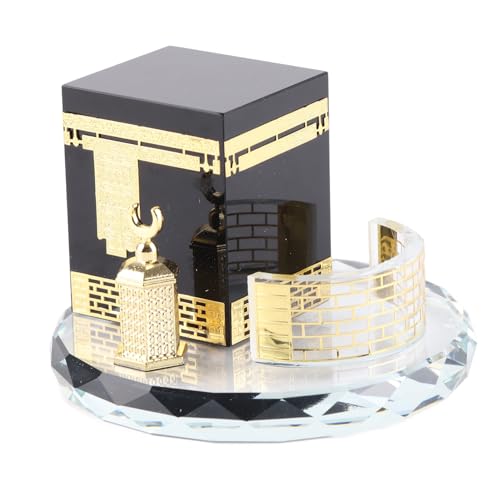 Hztyyier Muslimische Kristall vergoldete Kaaba Clock Tower Miniatur Modell Prunkstück islamische Architektur Handwerk Home Fahrzeug Dekor islamische Gebäude