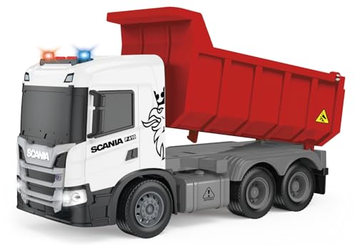 Cheerful Toys LKW Kipper - Scania 26,3cm Muldenkipper mit Licht und Sound, Baustellen-Spielwagen Kipplaster-Spielzeug für Jungen 3 4 5 6 Jahre