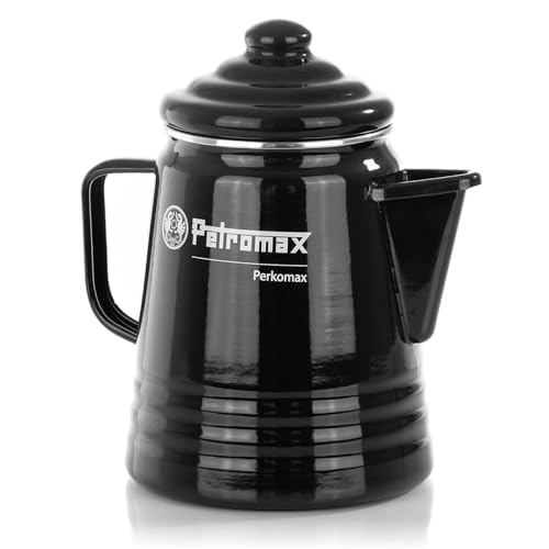 Petromax Perkolator aus Emaille - Kaffeekanne für verschiedene Herdarten und offenes Feuer - aromatischer Kaffee und Tee mittels Perkolator-Prinzip - Schwarz - 1,5 Liter