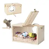 YSQEVN Sittich Nistkasten Vogelhaus Hölzerne Vogel Nistkasten Haustier Klein mit Rastplatz Warm Inkubation für Finken Sittich Wellensittich Unzertrennliche Papagei Zubehör 19.3×11.8×11.8cm