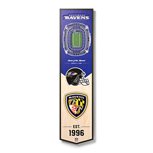 YouTheFan Unisex-Erwachsene Stadium Banner-8x32 NFL Baltimore Ravens 3D Stadionbanner 20,3 x 81,3 cm M&T Bankstadion, Teamfarben, 8" x 32"