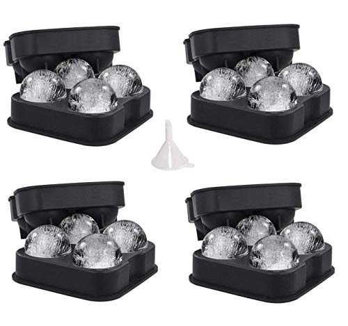 DOCA Fach Eiswürfelform Silikon Eiswuerfel Ice Tray Ice Cube Eiskugelform Eiswürfelbehälter Silikon Eiswürfelformen Eiskugel Eiswürfelschale 45mm große Eiskugel – 4er Paket