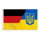 Große 90×150 CM Deutschland Ukraine Flagge, großes 150D Deutsch ukrainisch Freundschafts banner,Strapazierfähige Deutschlandfahne Doube-Seitendruck Dekor Messingösen large Ukraine