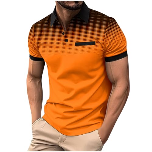 Poloshirt Herren Kurzarm Sommer T Shirt 2024 Regular Sportshirt Passform Workout Fitnessshirt Stretch Sportstyle Outdoorshirt mit Tasche Strand Shirt Bequeme Casual Tops Basic Hemd