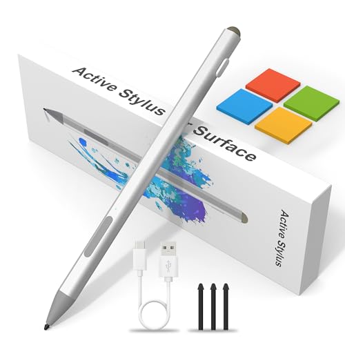 Surface Pen Stylus Stift für Microsoft Surface Pro 11/9/8/7/6/5/4/3, Surface Go 3/2/1 Surface Laptop/Studio/Book 4/3/2/1 mit 4096 Druckempfindlichkeit, Palm Rejection, Microsoft Surface Go Zubehör