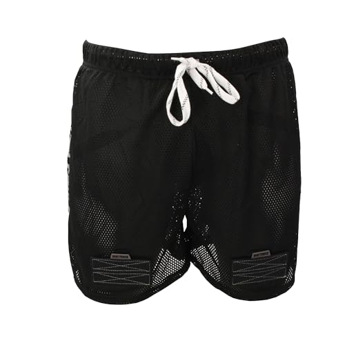 INSTRIKE Loose Jock Short Bambini - Tiefschutz mit Mesh Short für Hockey mit eingebautem Tiefschutz Atmungsaktiv (Schwarz, Bambini L)