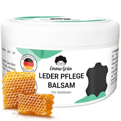 Emma Grün® Lederbalsam Lederfett Farblos 500ml [AUS BIENENWACHS] - Lederpflege für Schuhe, Jacken, Taschen & Sattel - Pflegemittel für Lederjacken & Lederschuhe - Sattelfett Made in Germany