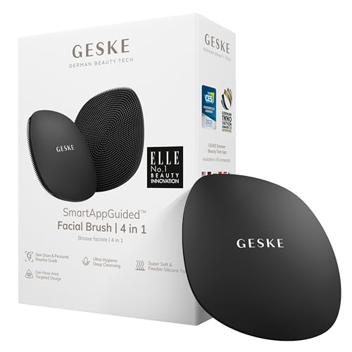 GESKE | SmartAppGuided™ Facial Brush 4 in 1 | Gesichtsreinigungsbürste | Weiche Bürste aus Silikon | professionelle Gesichtsreinigung | Gesichtsreinigungsgerät | Hautreinigung